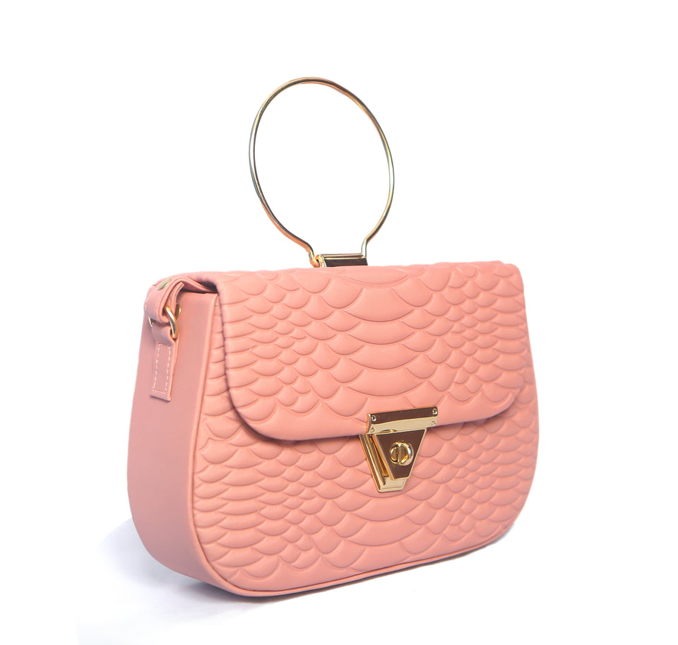 Stylish shoulder bag with stainless steel gold handle