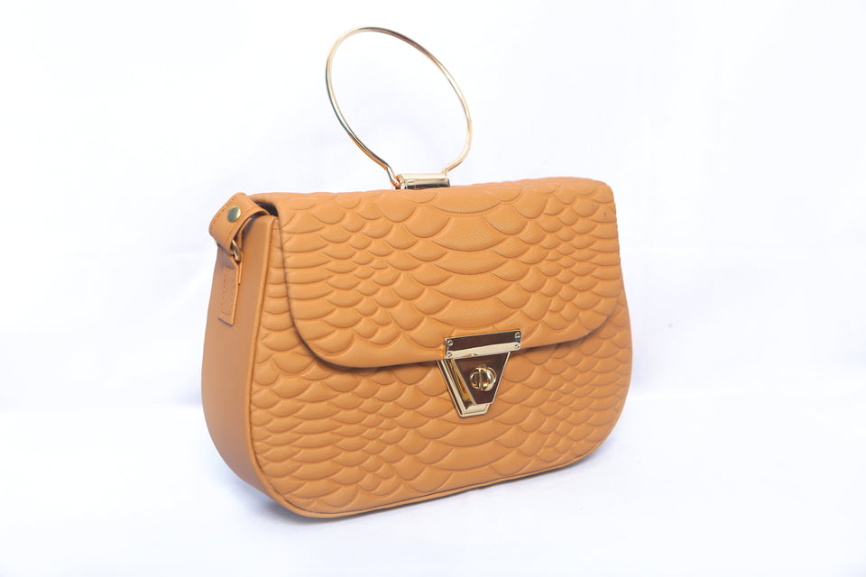 Stylish shoulder bag with stainless steel gold handle