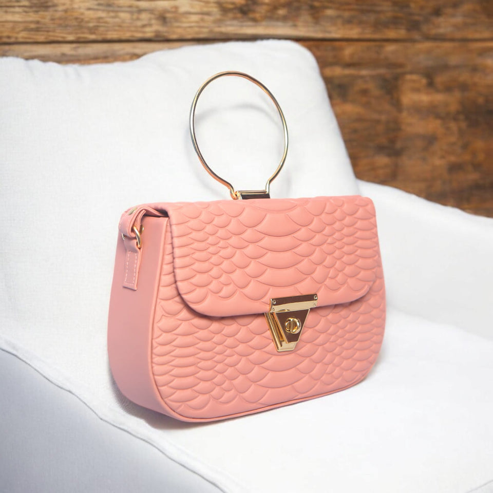 Stylish shoulder bag with stainless steel gold handle