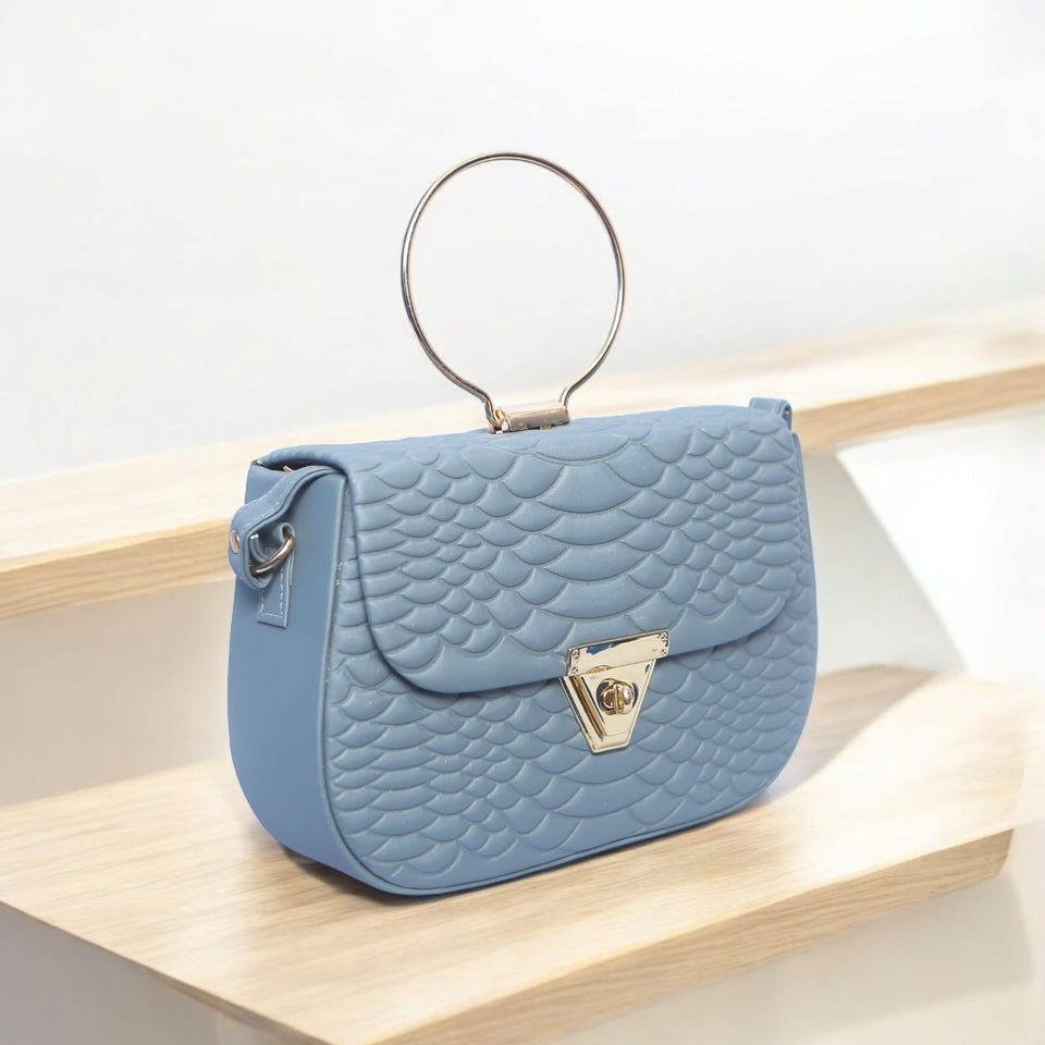 Stylish shoulder bag with stainless steel gold handle