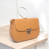 Stylish shoulder bag with stainless steel gold handle