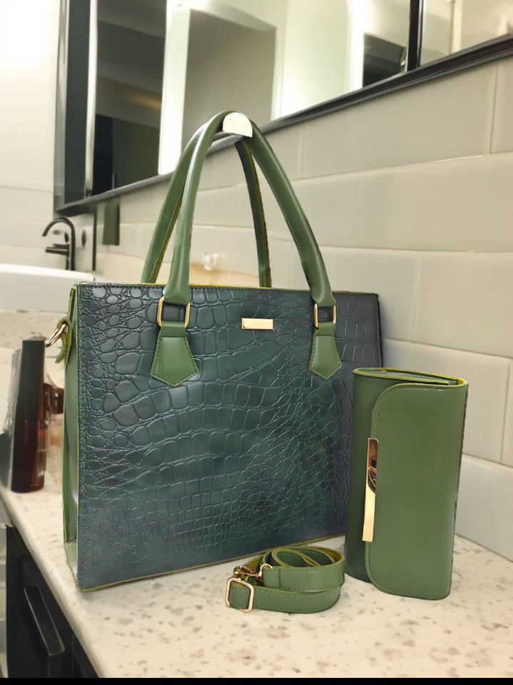 Crocodile Textured Premium Leather Handbag
