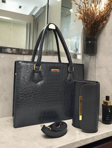 Crocodile Textured Premium Leather Handbag