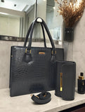 Crocodile Textured Premium Leather Handbag