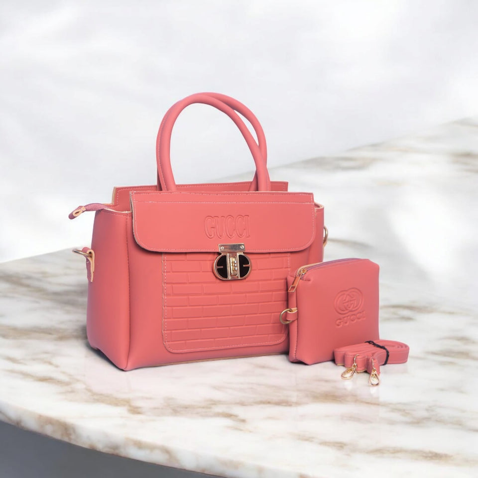 LUXURY HANDBAG WITH DETACHABLE STRAP & MINI POUCH